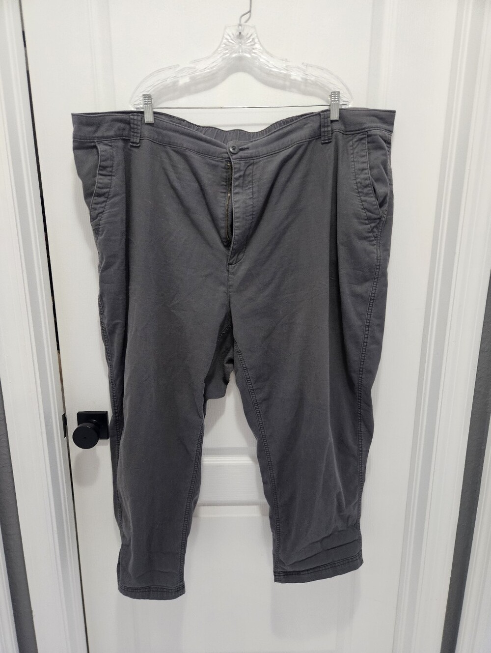 Old Navy OG Chino Khakis Pants Gray Trousers Talered Stretch Waist High Waist